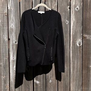 Loft black asymmetrical zipper top sweater jacket size small